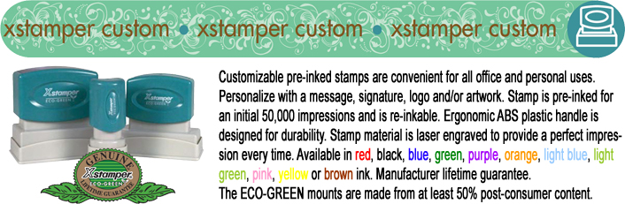 Shop Xstamper custom pre-inked stamps at the EZ Custom Stamps Store, convenient for office and personal use, available in over 10 colors. 
